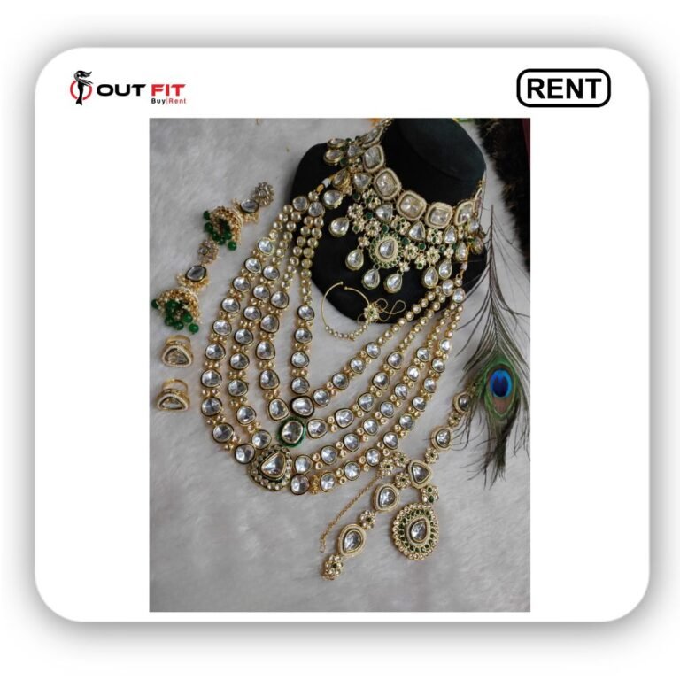 Green Luxurious Bridal Jewellery Set for Rent in Bangalore