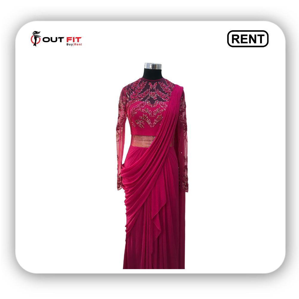 Pink Saree Gown On Rent In Bangalore