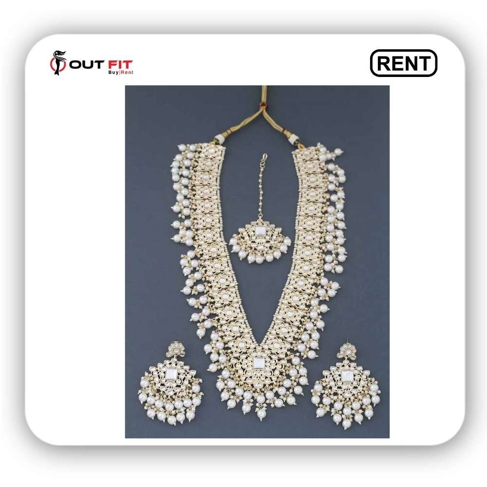 Ivory Gracia Kundan Jewellery Set Rent in Bangalore