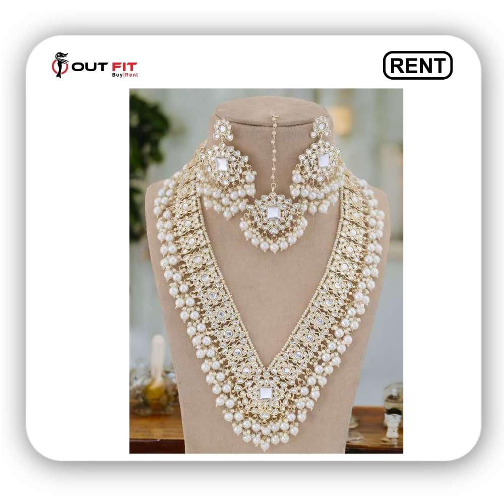 ivory gracia kundan jewellery set rent in bangalore