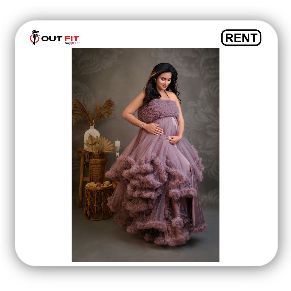 puffy frills maternity photoshoot dress on rent in bangalore (2)