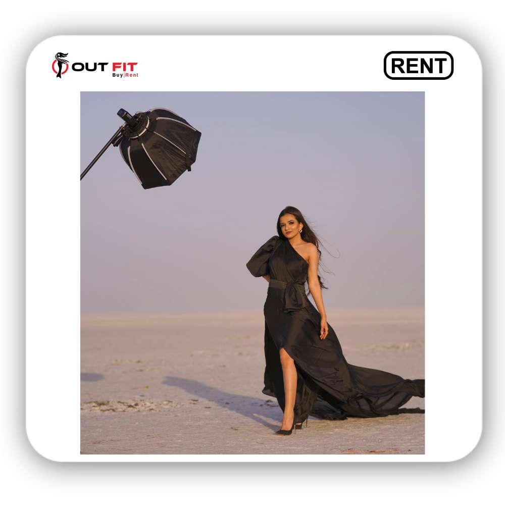 Rent new black gown for pre wedding shoot in bangalore