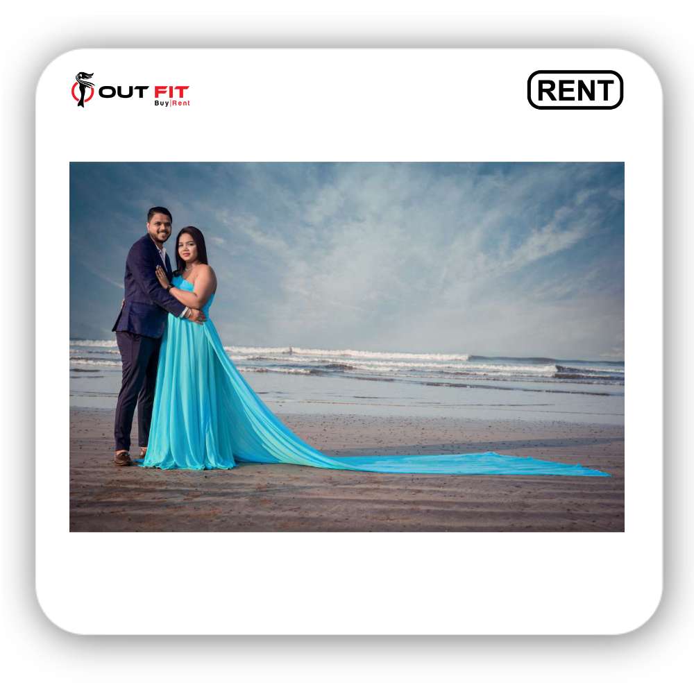 Rent sky blue gown for pre wedding shoot in bangalore