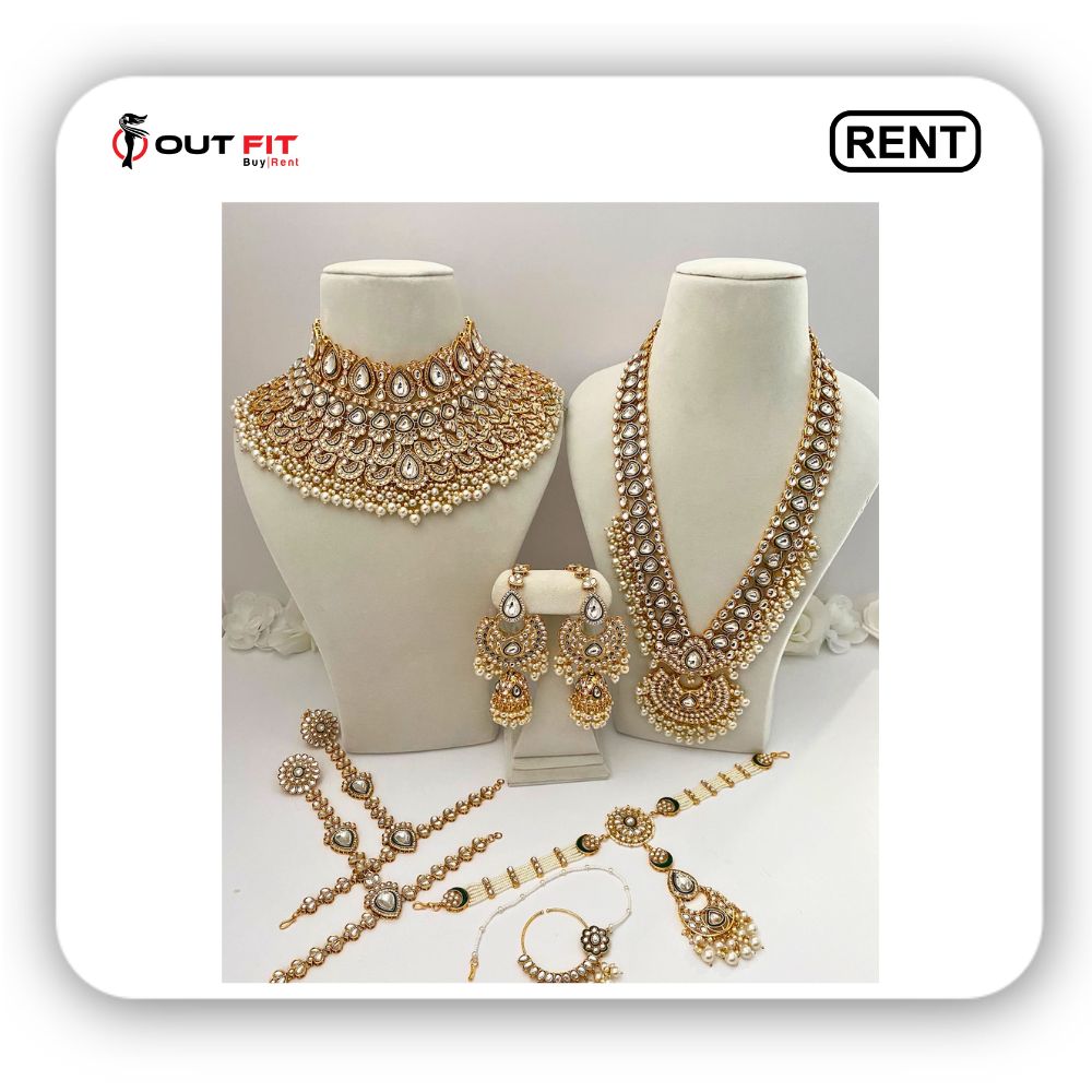 elegant kundan bridal set for wedding on rental