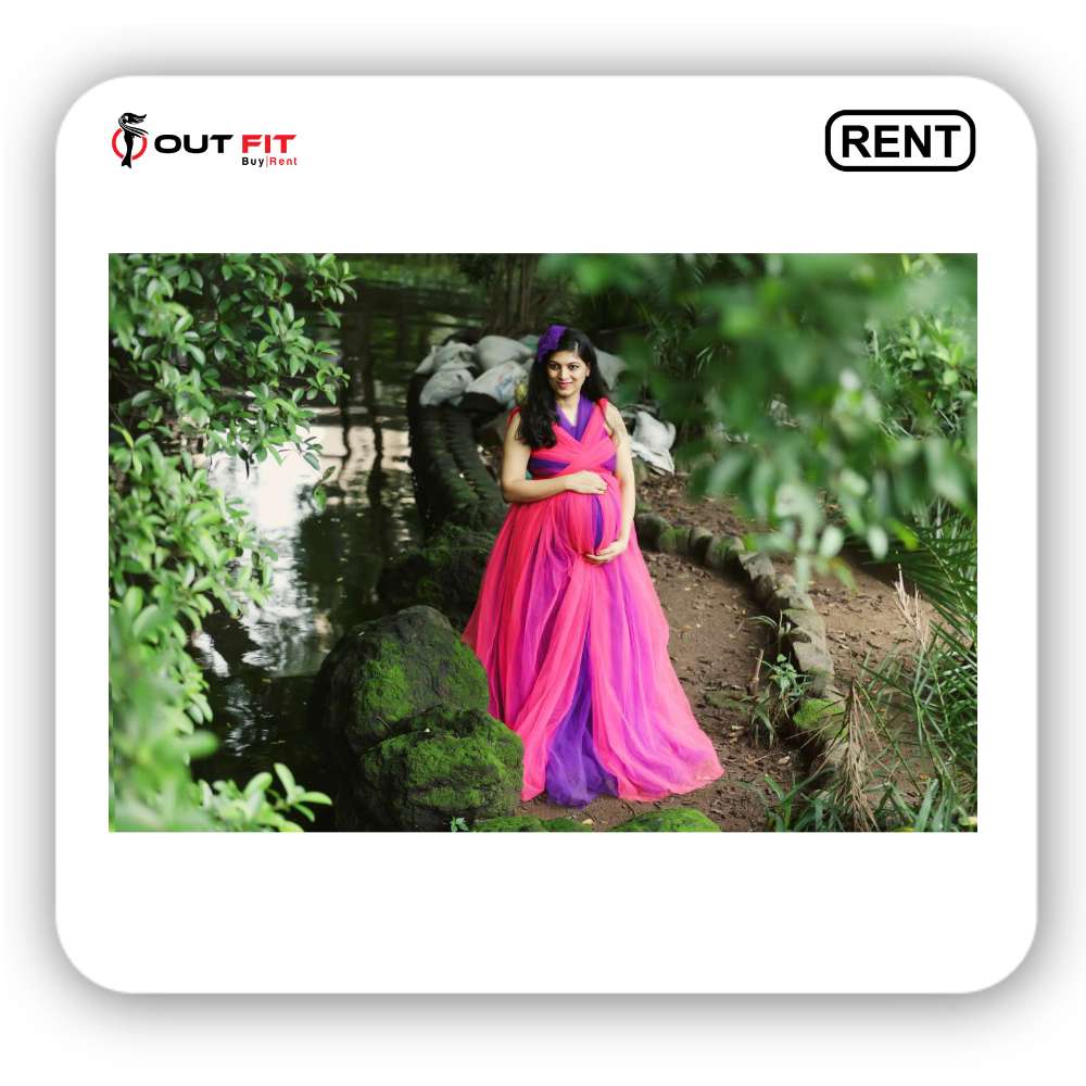 Hot Pink and Purple Tutu Maternity Photoshoot Dress for Rent in Bangalore