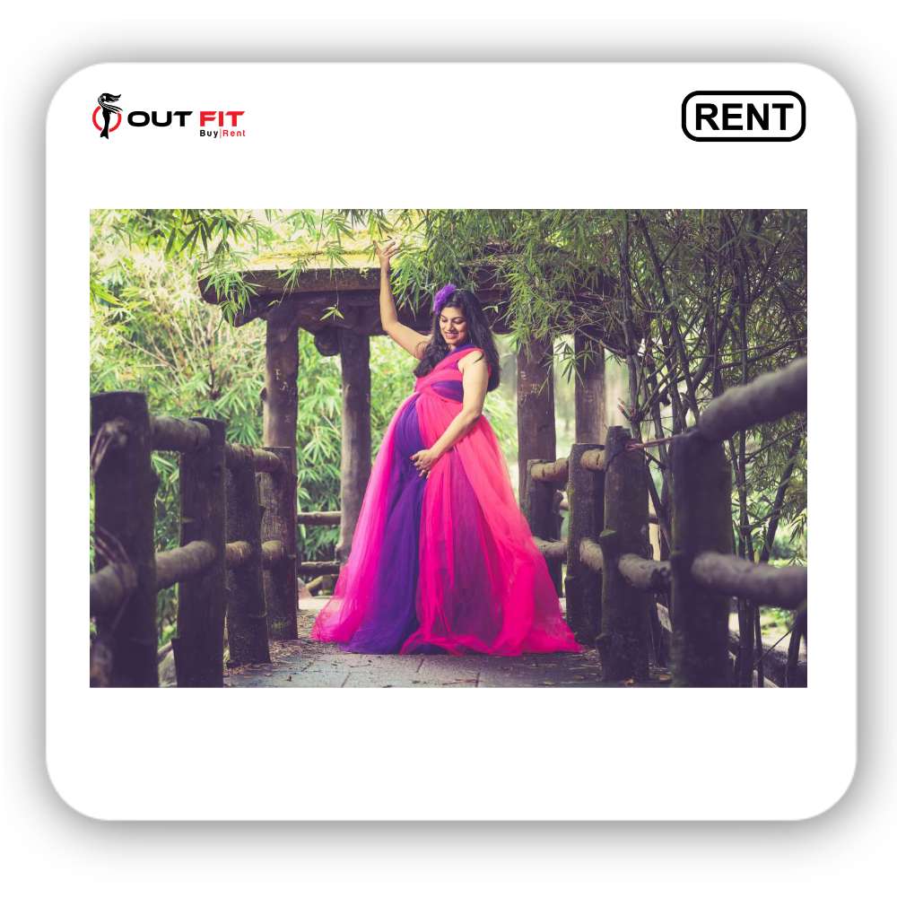 hot pink and purple tutu Maternity Photoshoot Dress for rent bangalore