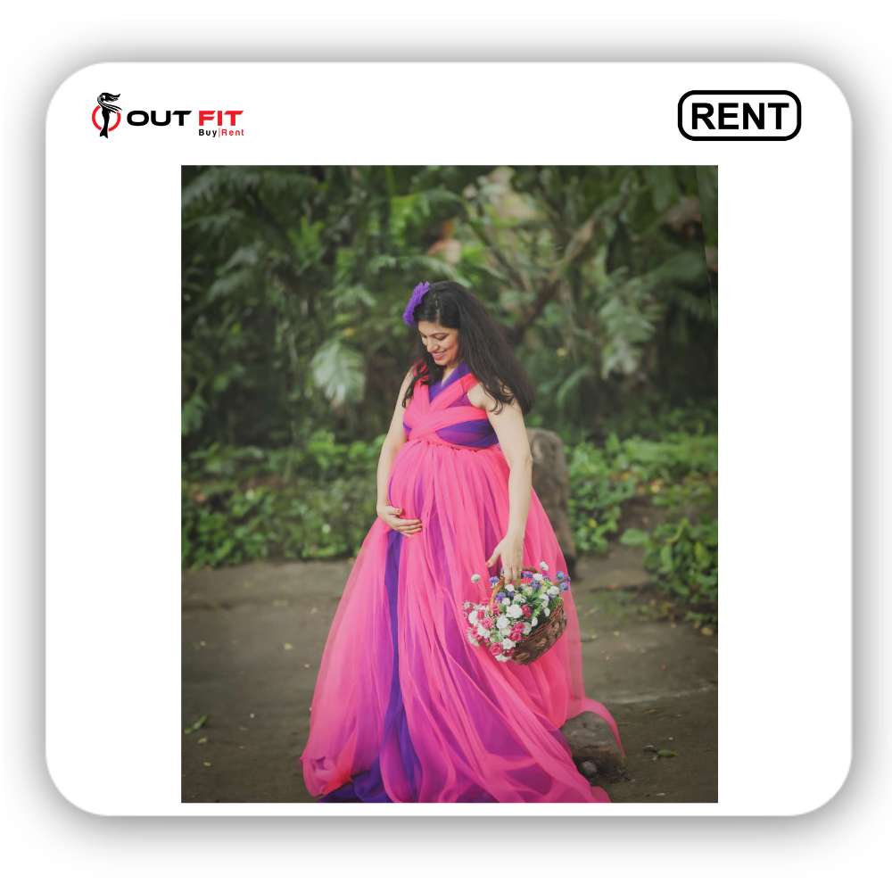 hot pink and purple tutu Maternity Photoshoot Dress for rent bangalore