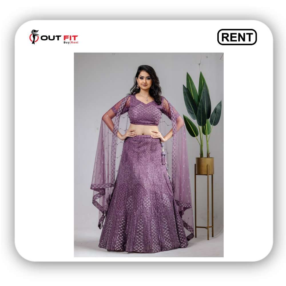 Purple Sabyasachi Bridal Lehenga Choli on Rent in Bangalore – Outfit Rental Shop