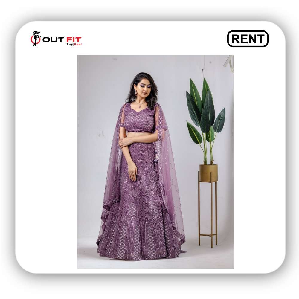Purple Sabyasachi Bridal Lehenga Choli on Rent in Bangalore – Outfit Rental Shop