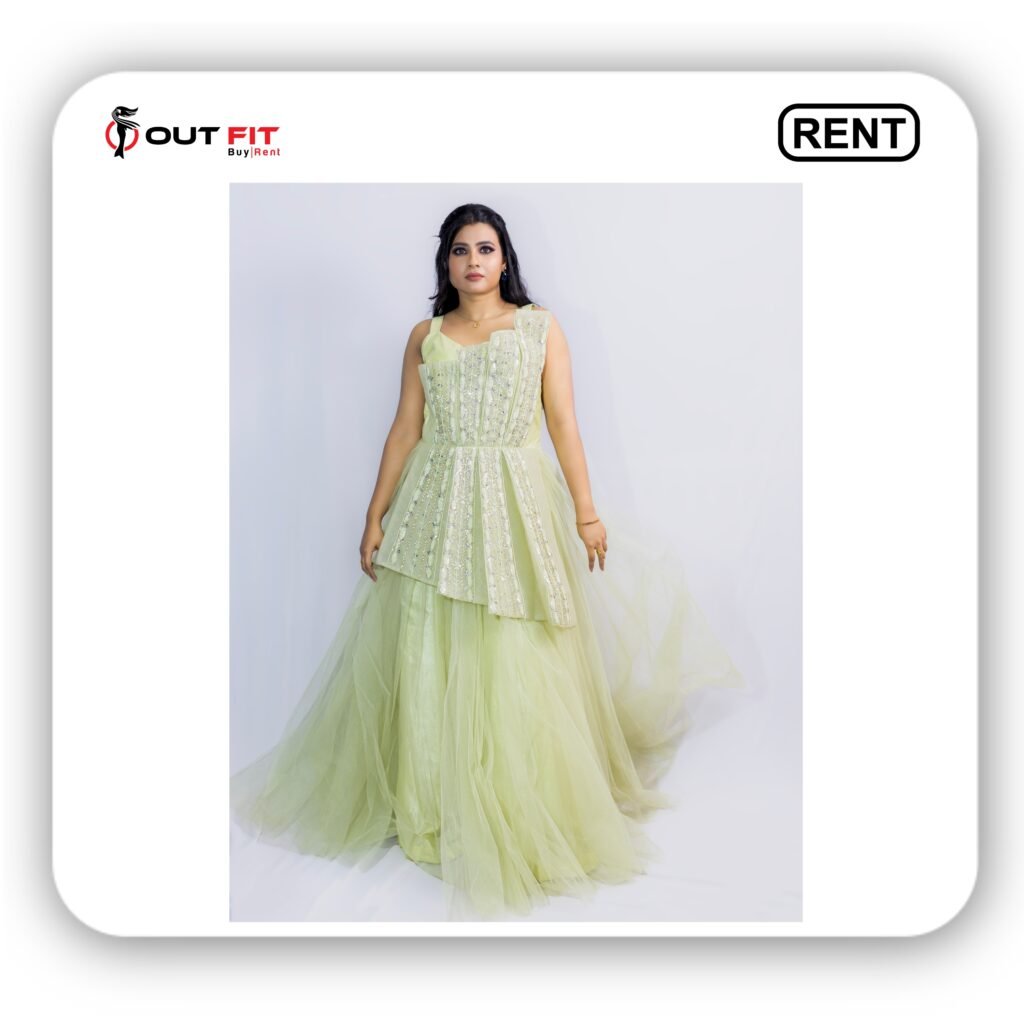 green net layered gown for rent in bangalore Green Net Layered Gown for Rent in Bangalore: Your Perfect Outfit