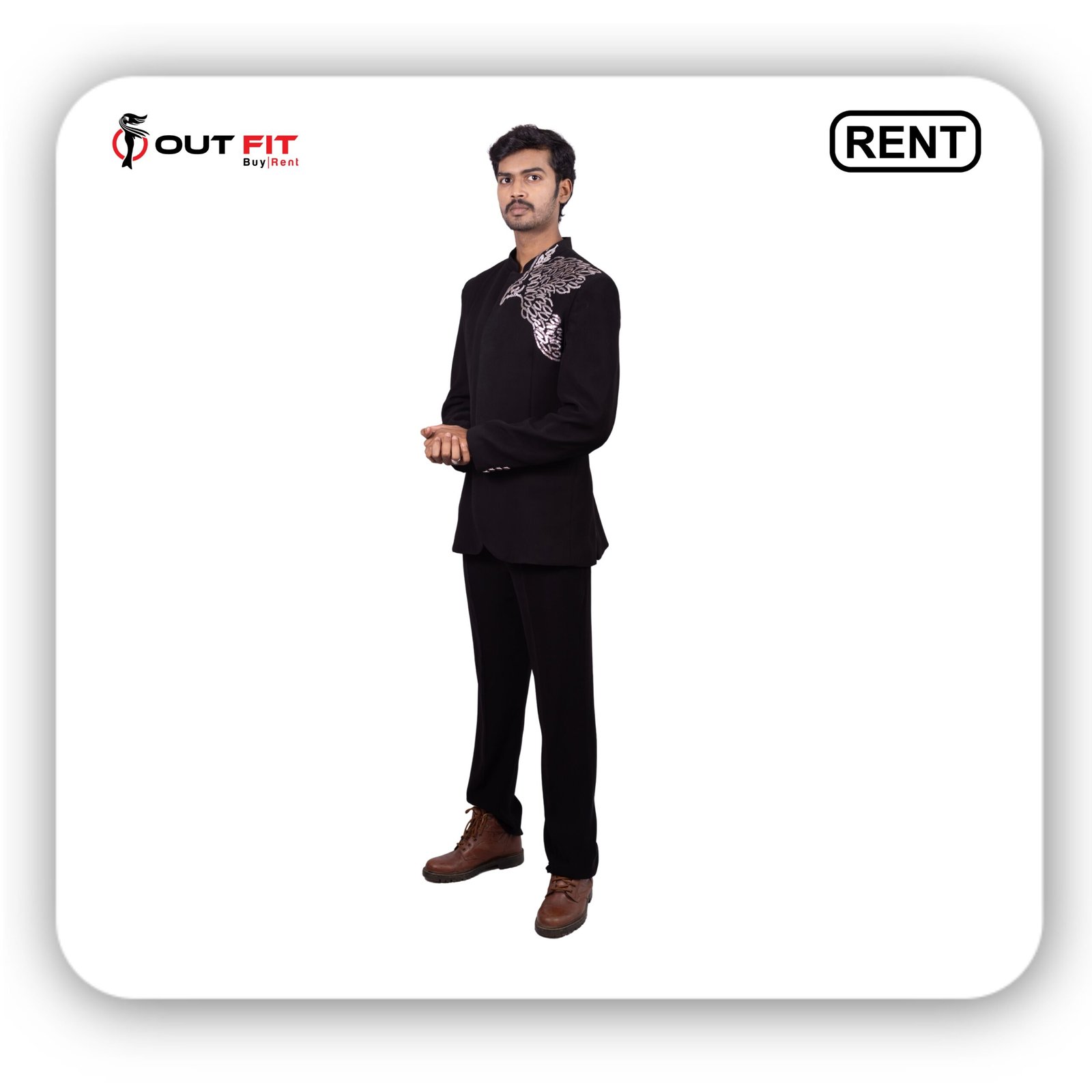 Men's Exclusive Black Handcrafted Stylish Jodhpuri Set On Rent in Bangalore