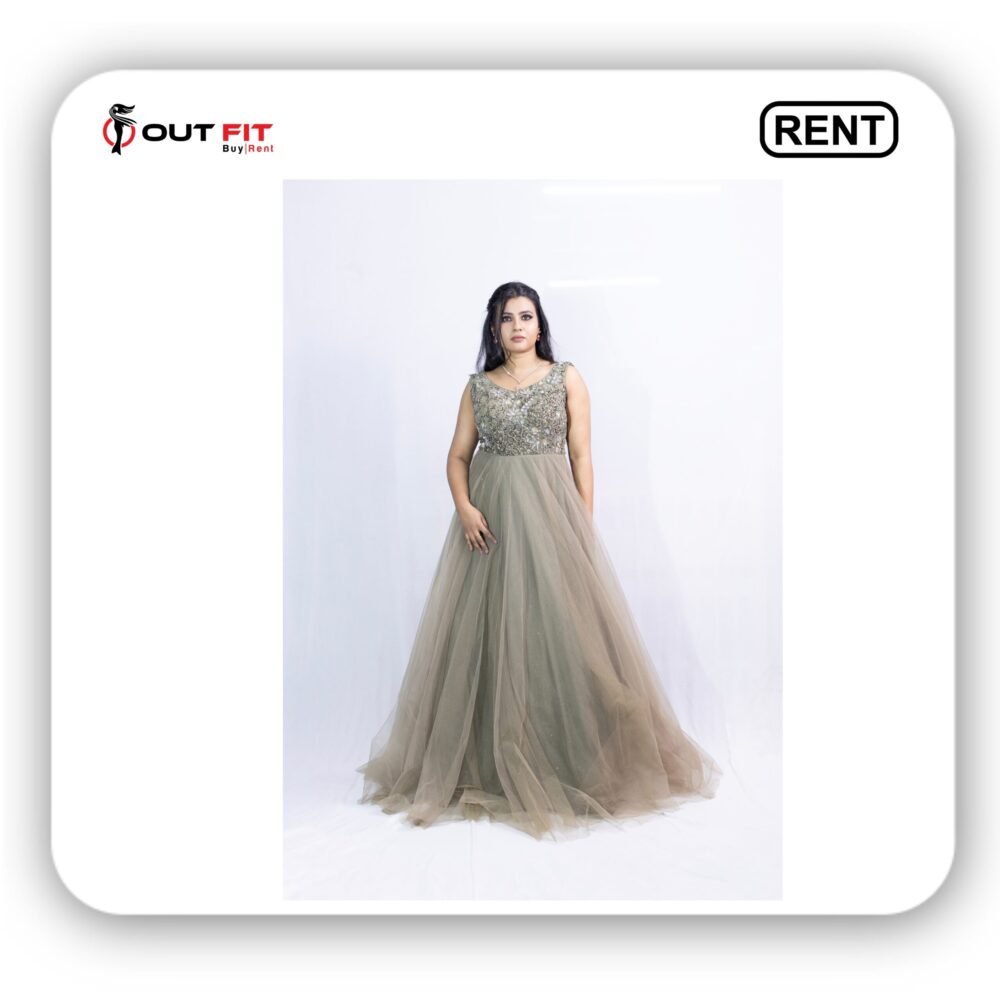 Olive Green Gown for Rent in Bangalore (2)