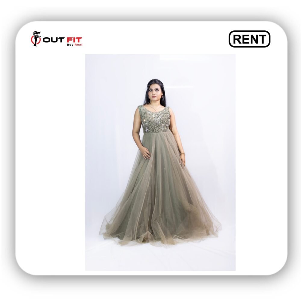 Olive Green Gown for Rent in Bangalore (3)