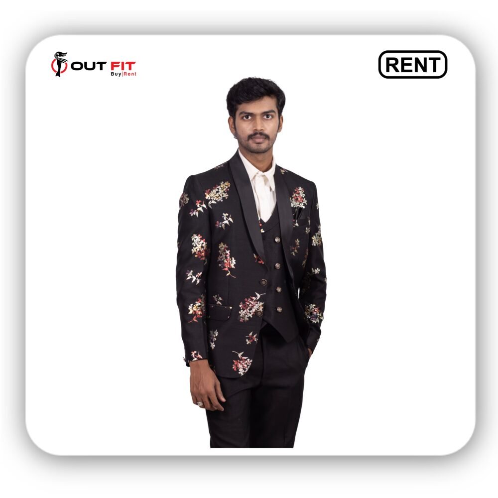 Printed Black Tuxedos On Rent in Bangalore (2) Printed Black Tuxedos On Rent in Bangalore (2)