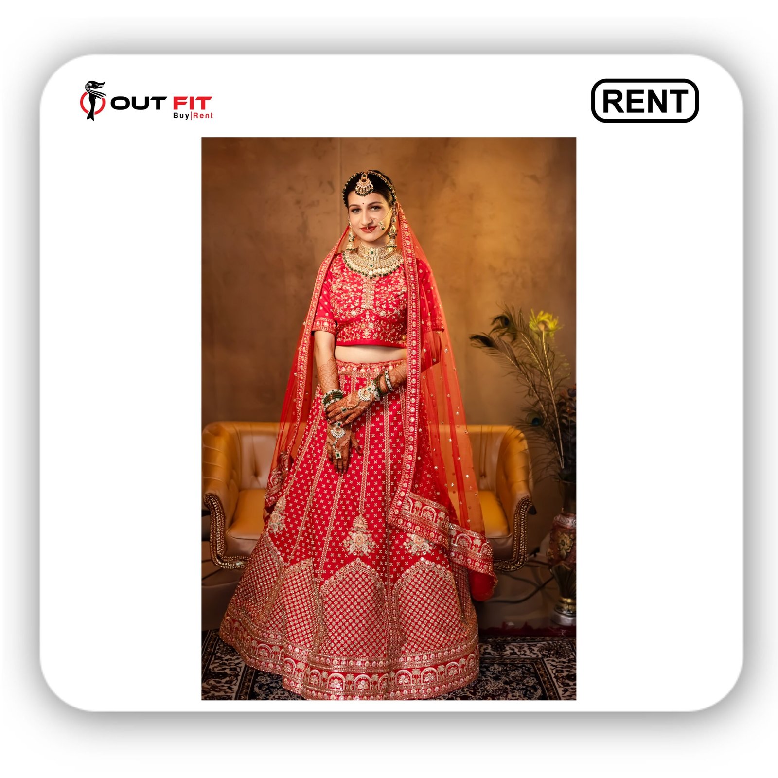 Sabyasachi Bridal Red Lehenga on Rent in Bangalore – Reserve Now
