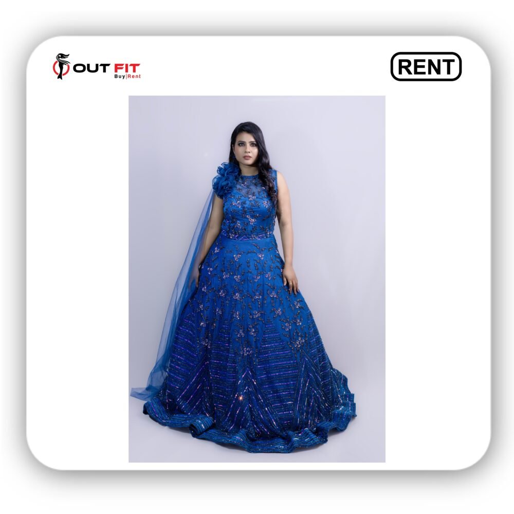 blue net sequins stones embroidery and work gown rent bangalore (2) Blue Net Sequins Gown for Rent in Bangalore: Your Dream Outfit