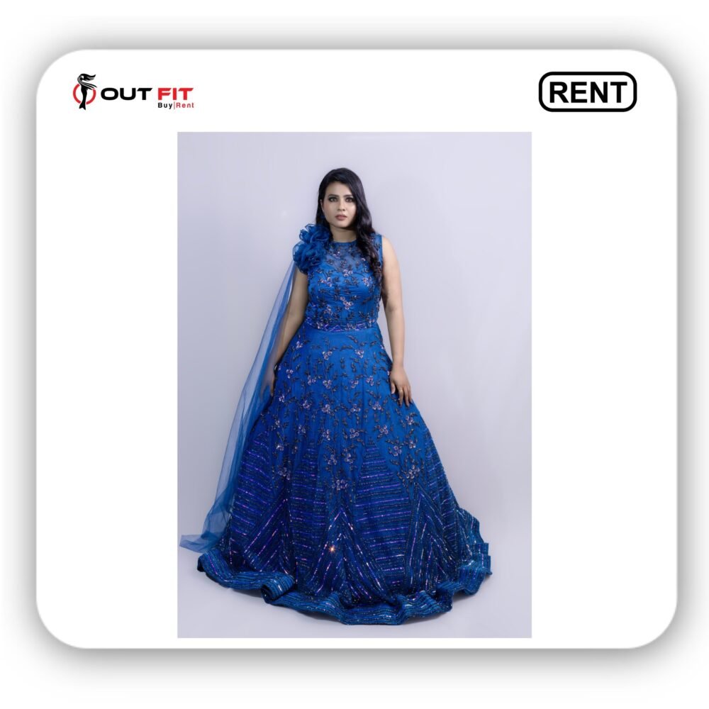 blue net sequins stones embroidery and work gown rent bangalore (2) Blue Net Sequins Gown for Rent in Bangalore: Your Dream Outfit