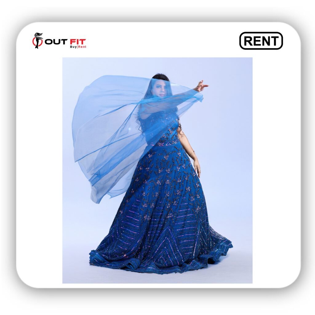 Blue Net Sequins Gown for Rent in Bangalore: Your Dream Outfit