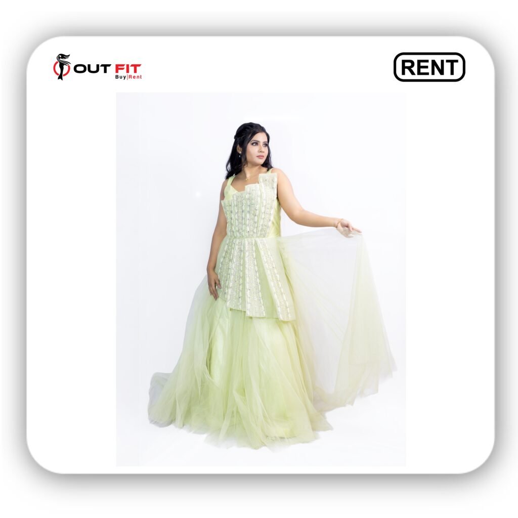 Green Net Layered Gown for Rent in Bangalore: Your Perfect Outfit