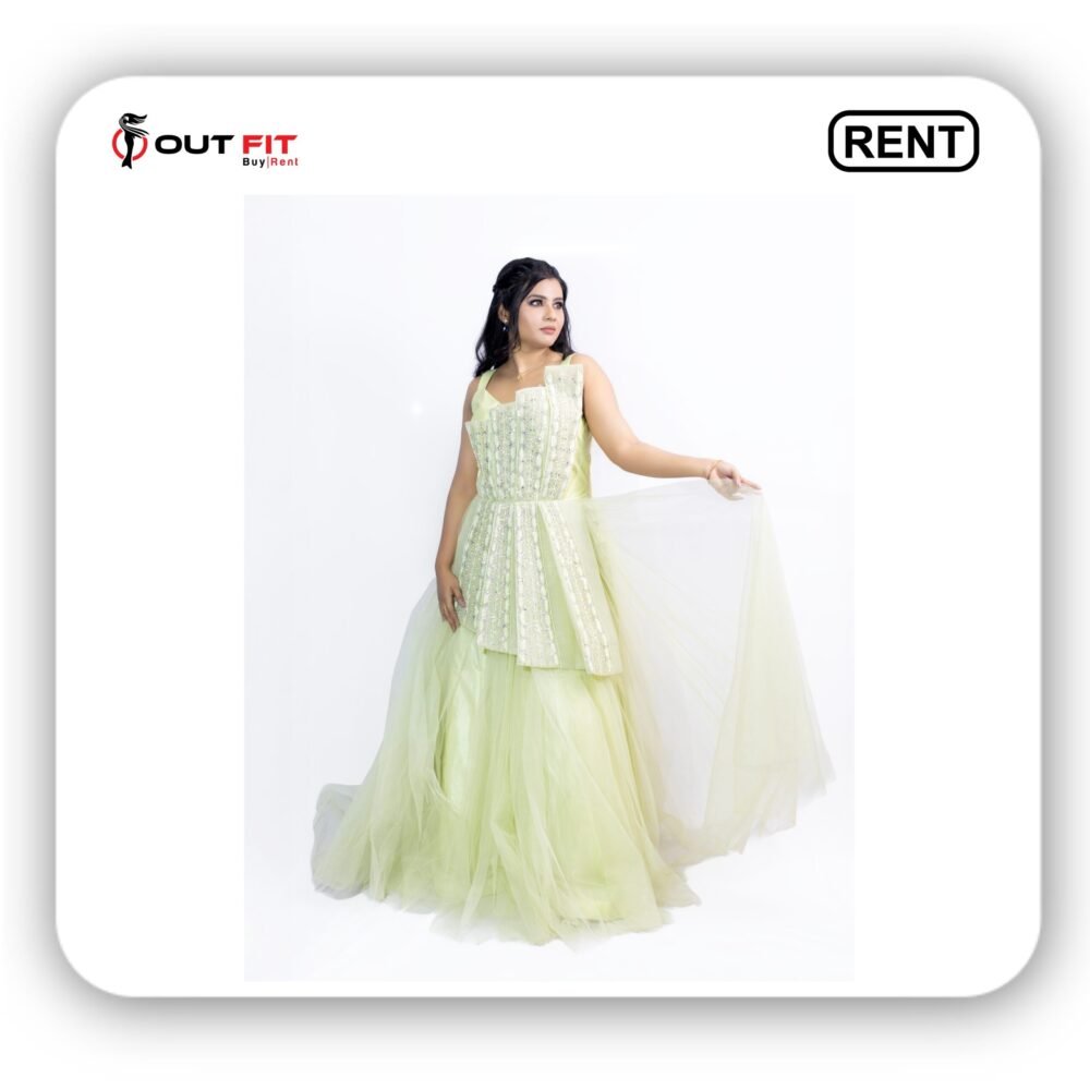 green net layered gown for rent in bangalore Green Net Layered Gown for Rent in Bangalore: Your Perfect Outfit