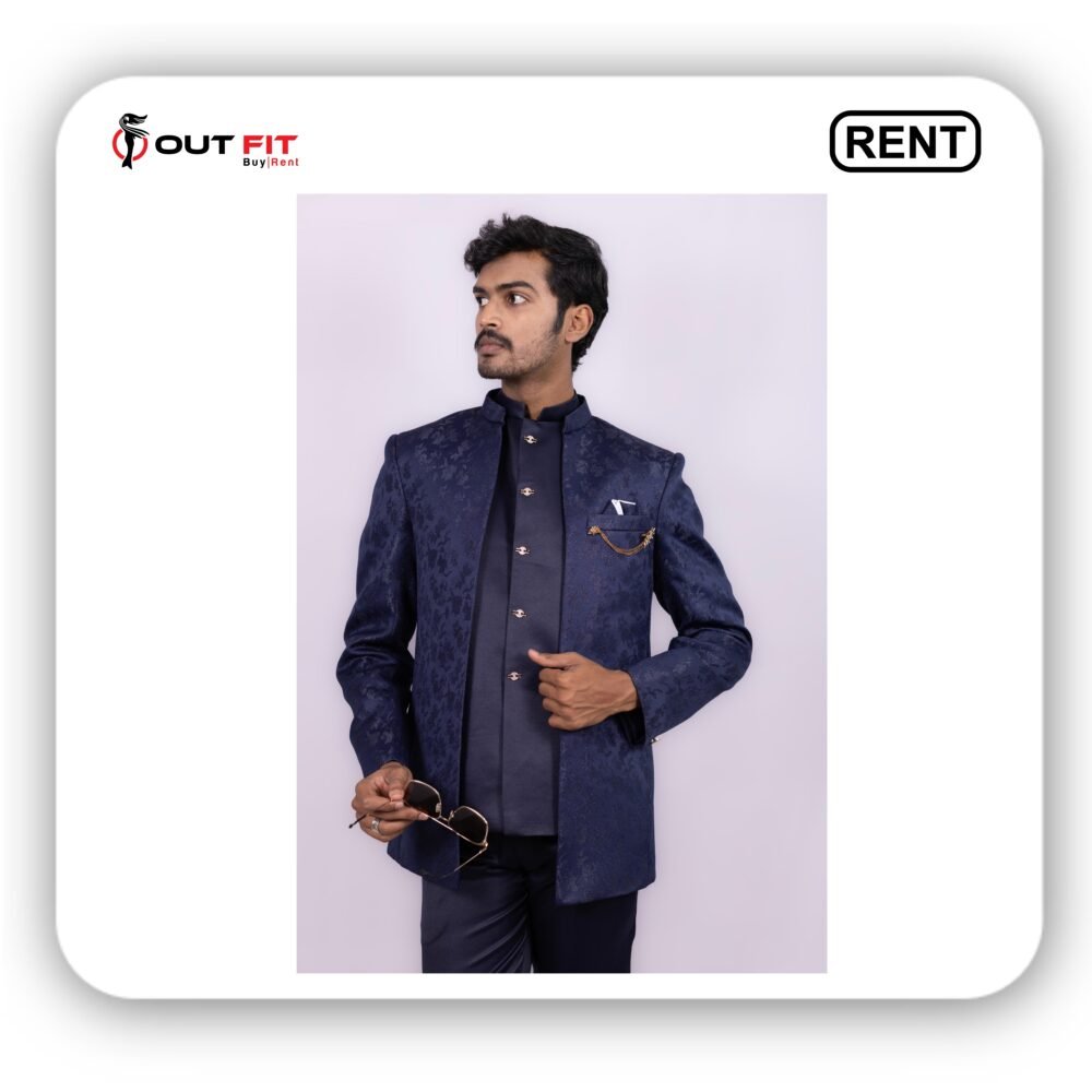 sapphire blue indo western set rent in bangalore (2) Rent Sapphire Blue Indo Western Set in Bangalore - Outfit Rental Shop