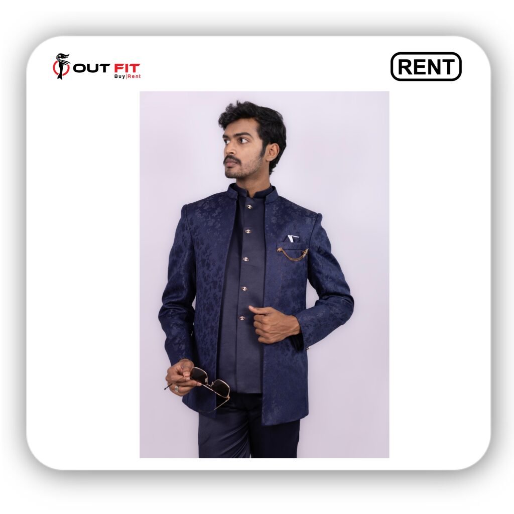 Rent Sapphire Blue Indo Western Set in Bangalore - Outfit Rental Shop