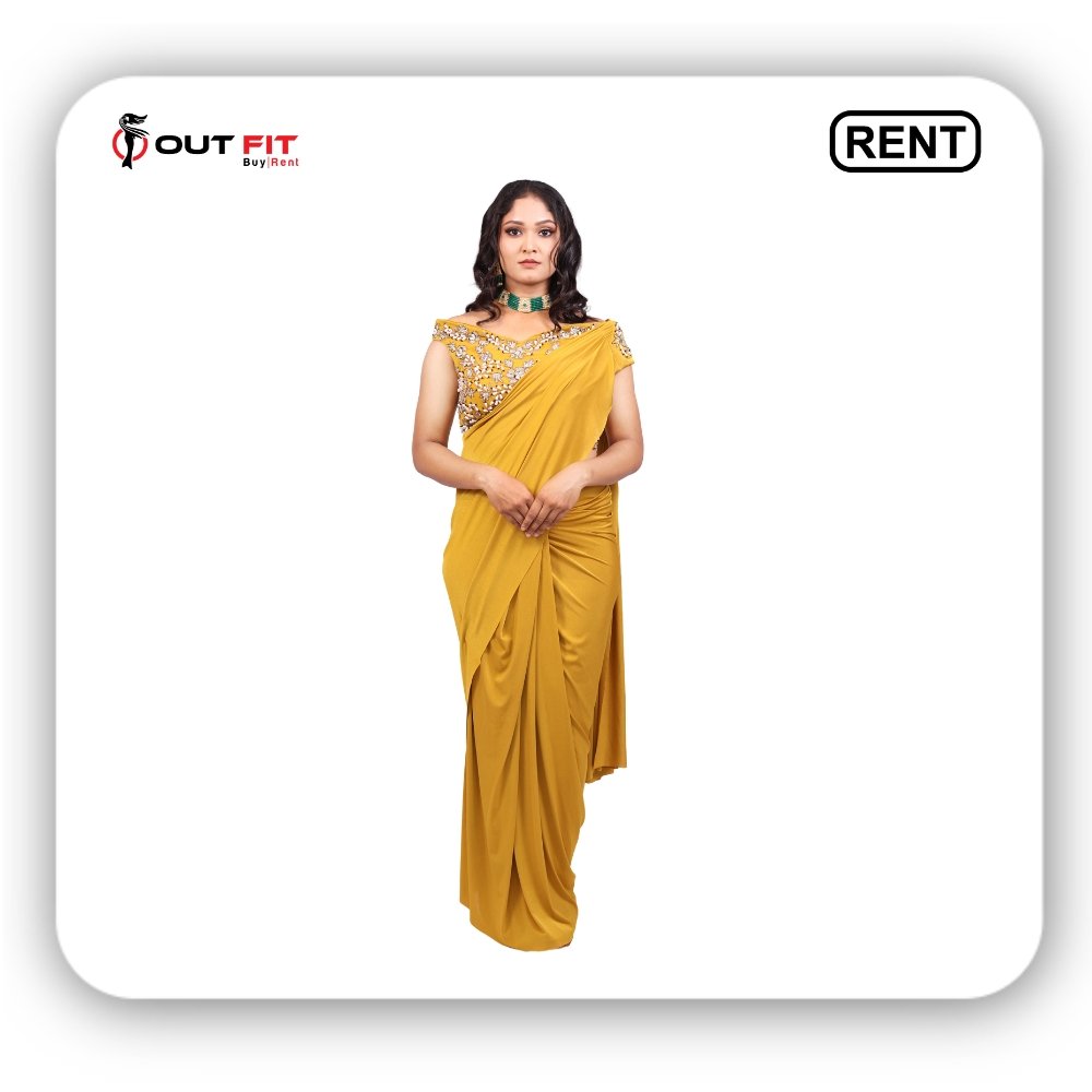 yellow off saree on rent in bangalore (2)