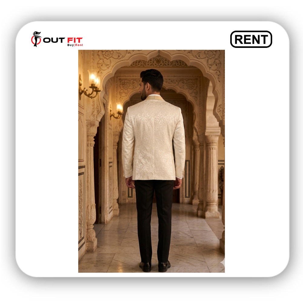 Ivory Tuxedo Suit for men wedding on rent in bangalore (2)