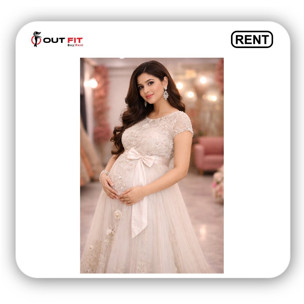 White Maternity Gowns for Photo Shoot On Rent In Bangalore