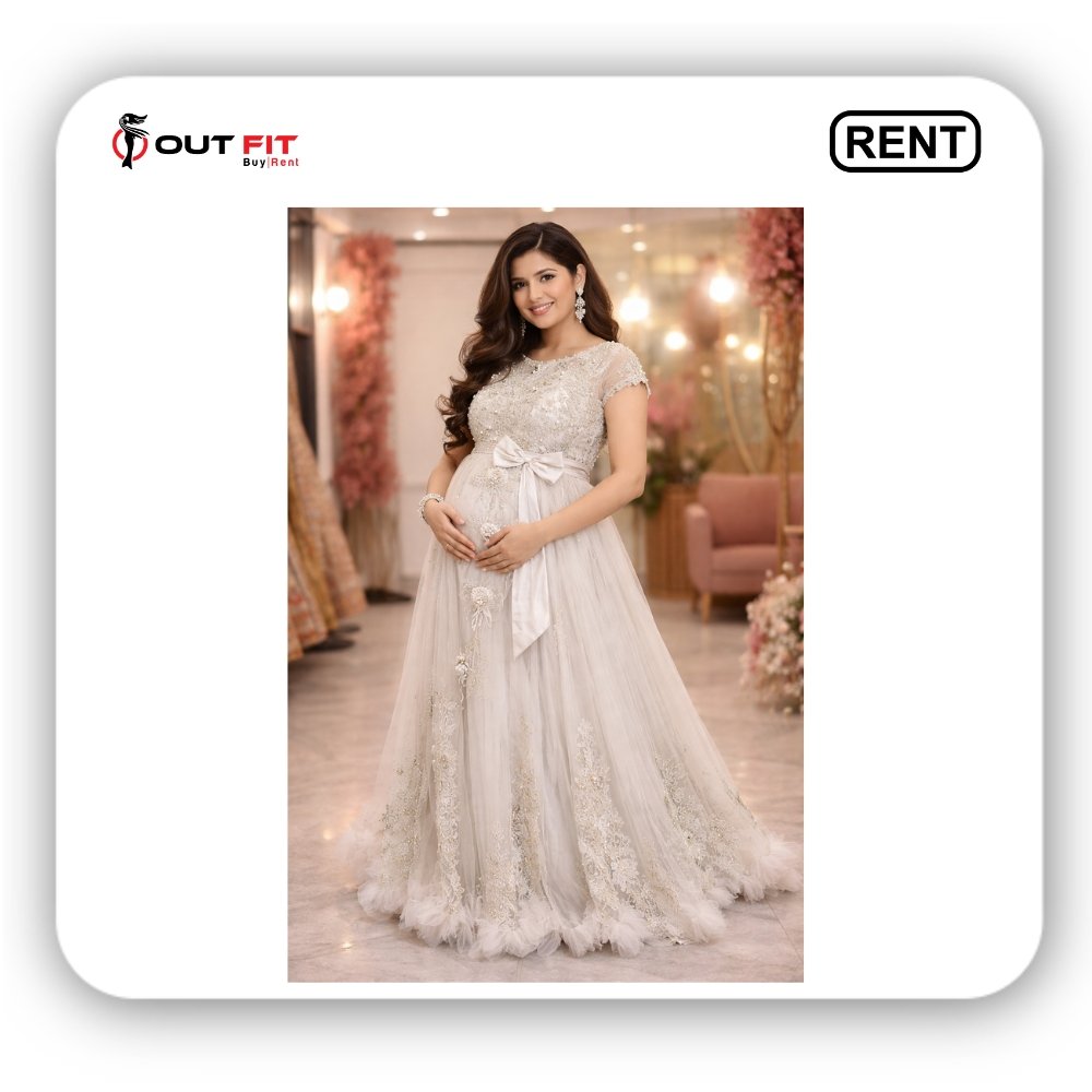 White Maternity Gowns for Photo Shoot On Rent In Bangalore