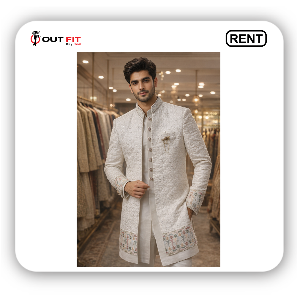 white sherwani for men wedding on rent in bangalore (2)