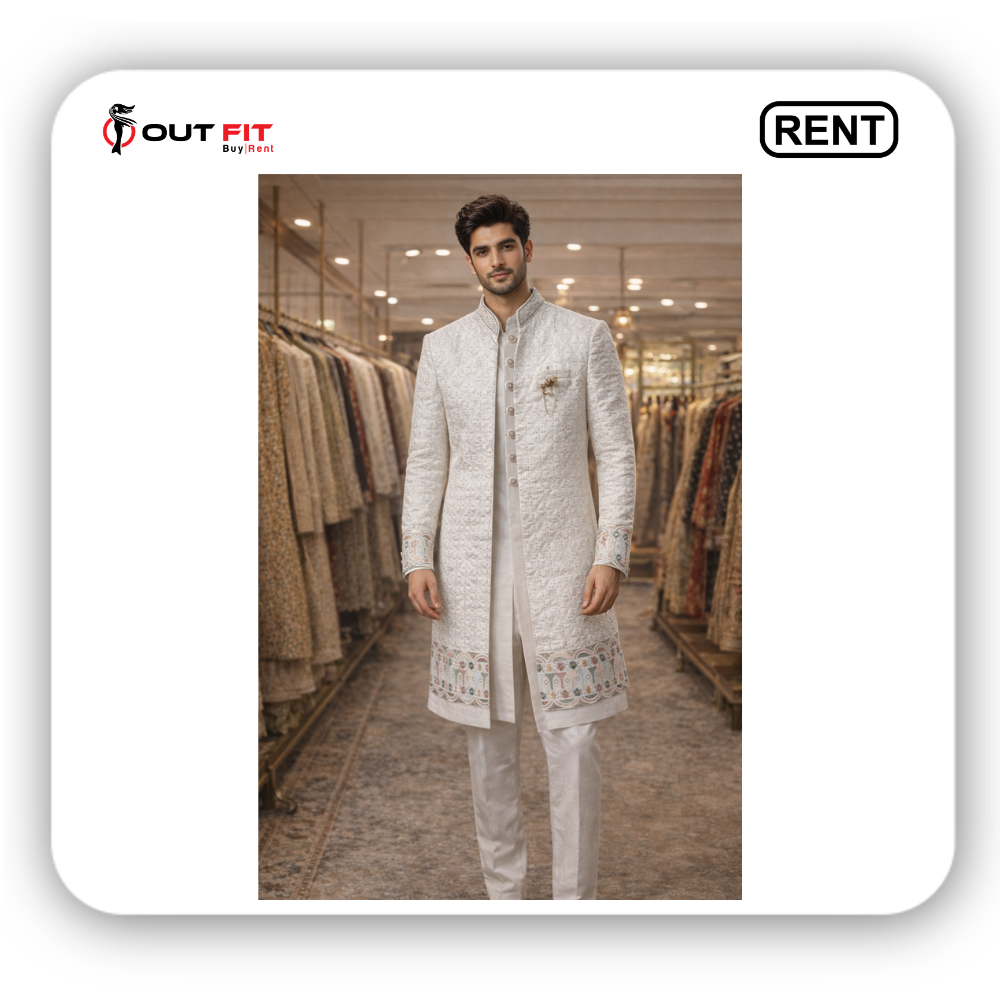 white sherwani for men wedding on rent in bangalore