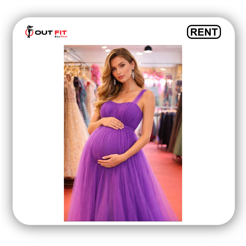 Electric Purple baby shower maternity dress on rent in bangalore