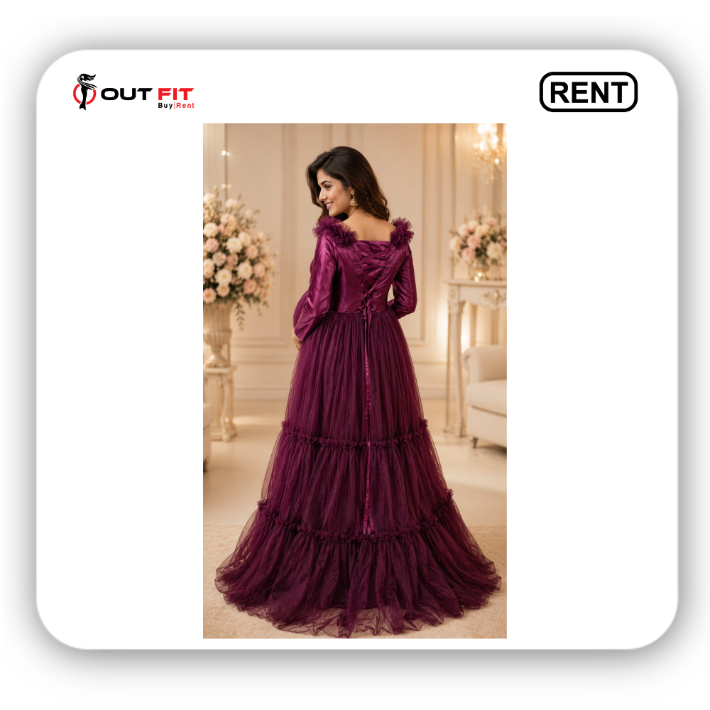 deep wine maternity dress for photoshoot on rent in bangalore (3) deep wine maternity dress for photoshoot on rent in bangalore