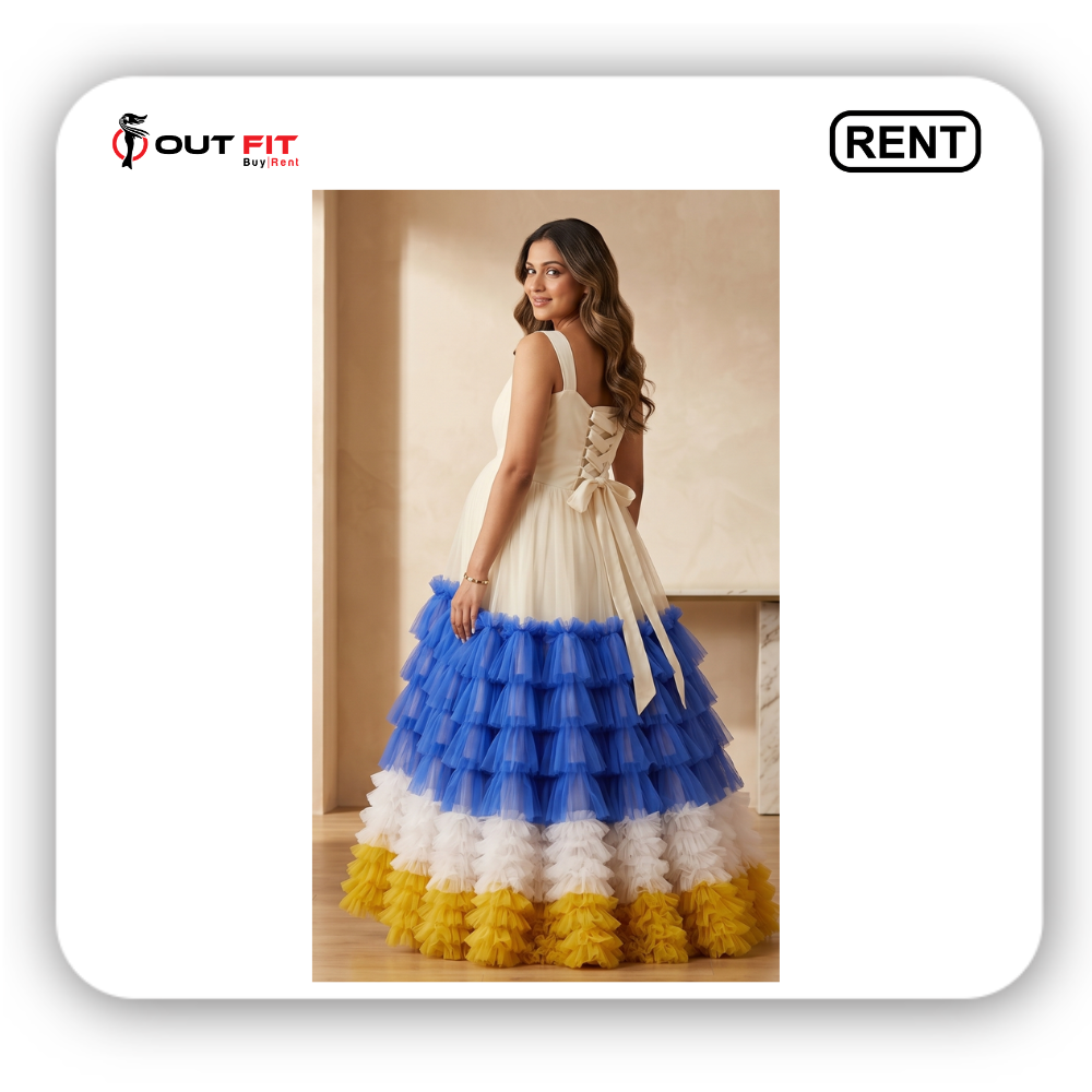 rainbow colour maternity gown for photoshoot on rent in bangalore (3)