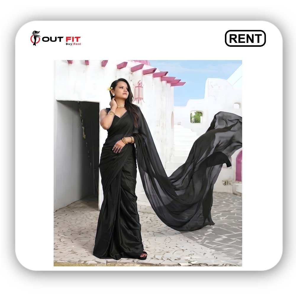 black long tail saree for wedding rent in bangalore