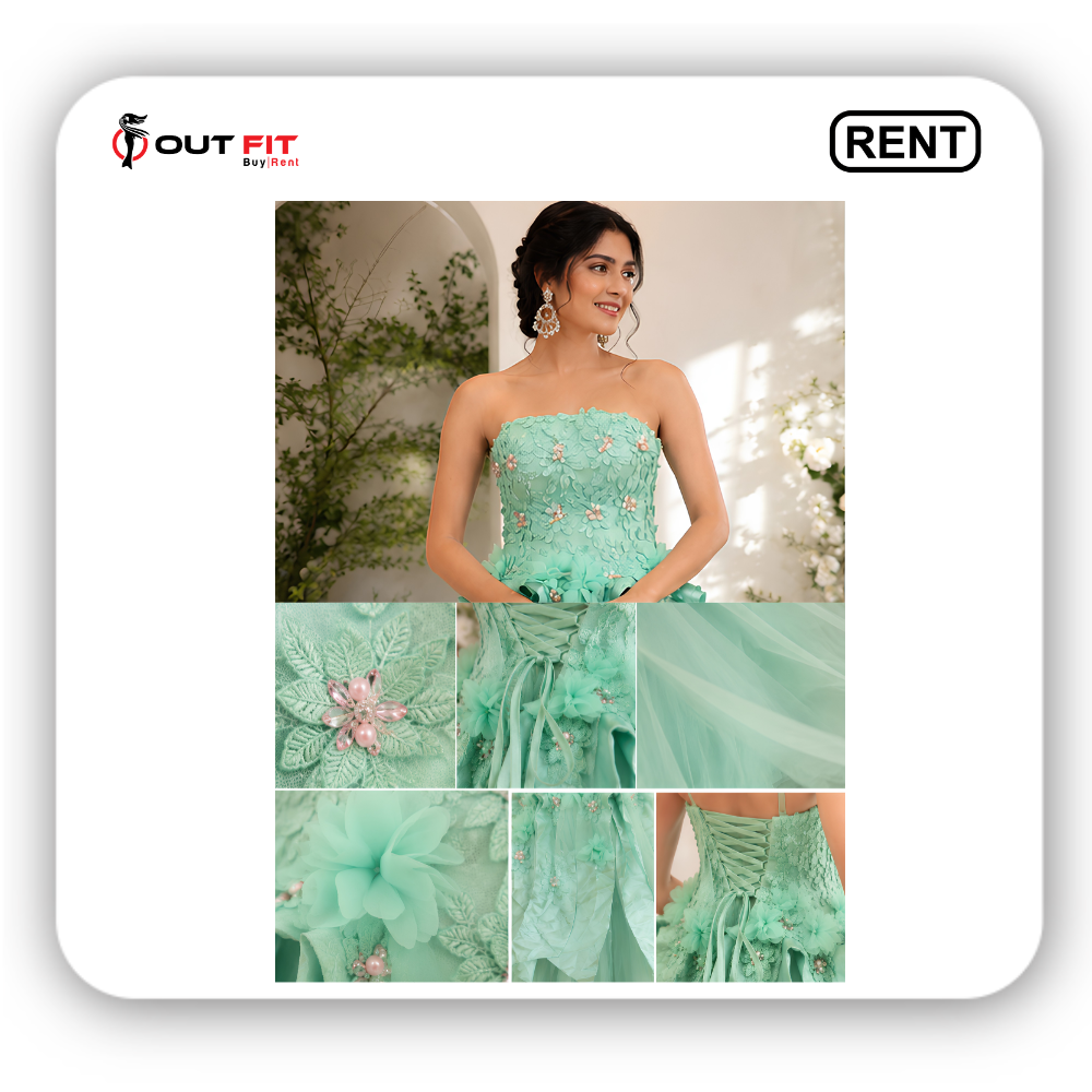 mint green designer dress for rent in bangalore (3) mint green designer dress for rent in bangalore