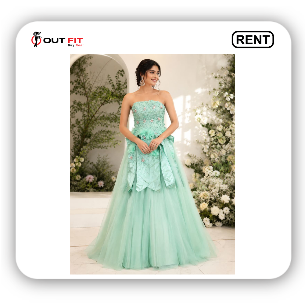 mint green designer dress for rent in bangalore