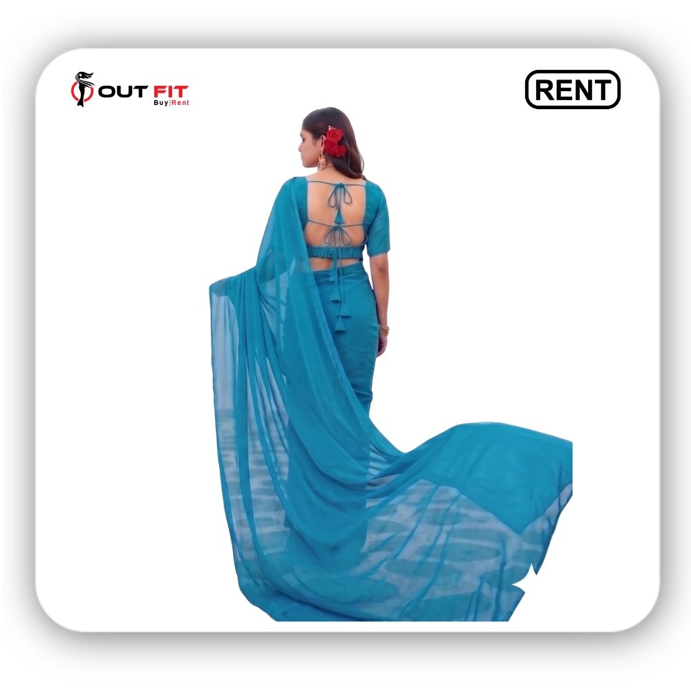 peacock blue saree on rent in bangalore (2) Peacock Blue Saree On Rent In Bangalore