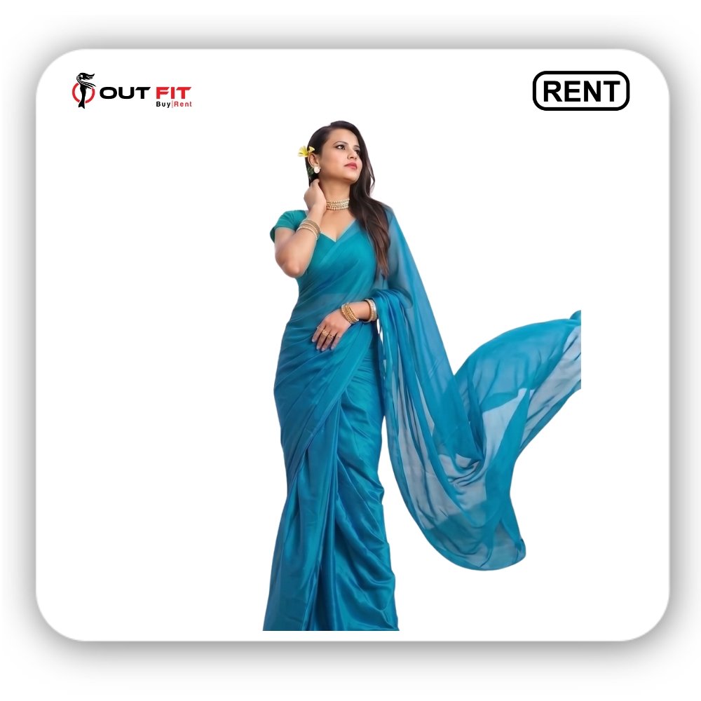 Peacock Blue Saree On Rent In Bangalore
