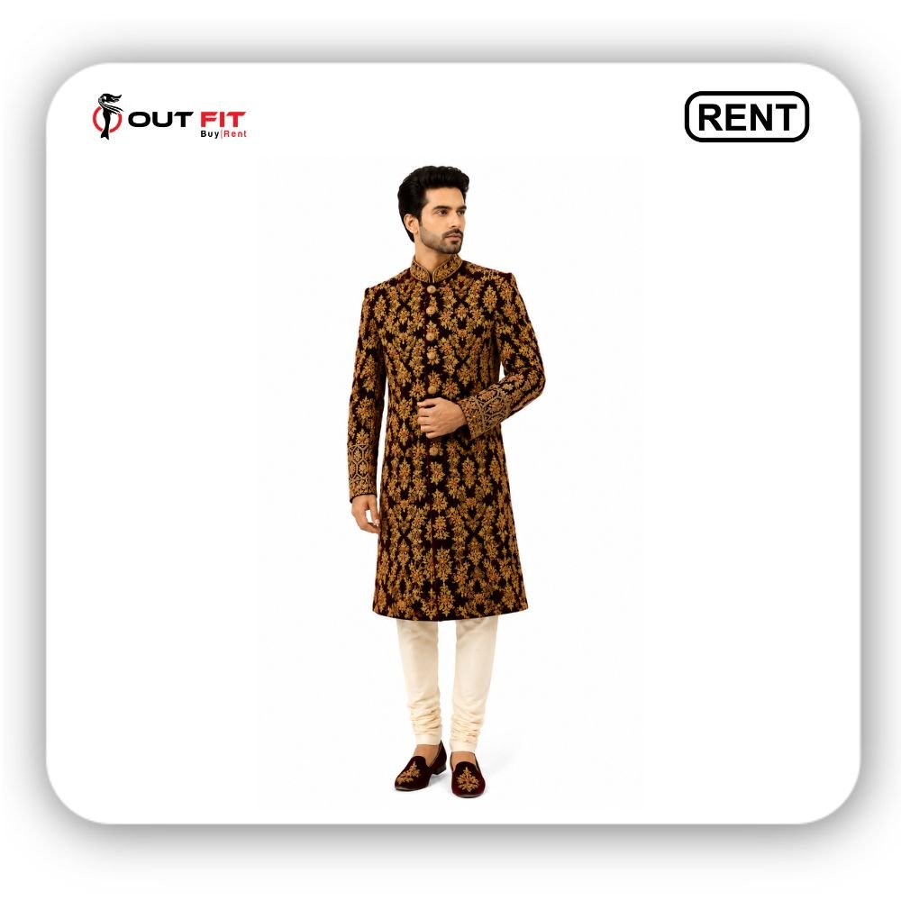 Royal Manor Velvet Sherwani On Rent In Bangalore | Elite Men's Style