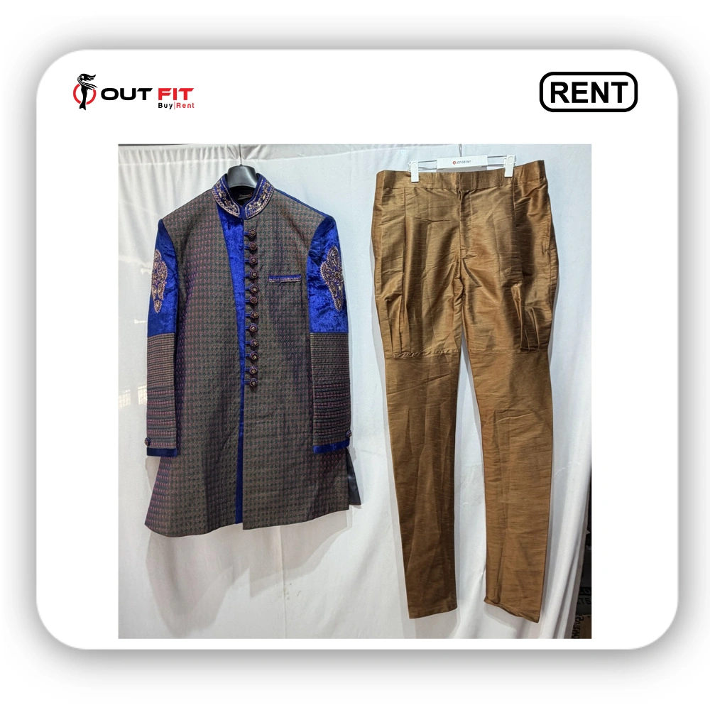 Royal Blue Embroidery Sherwani For Groom On Rent In Bangalore (3) Royal Blue Embroidery Sherwani For Groom On Rent In Bangalore