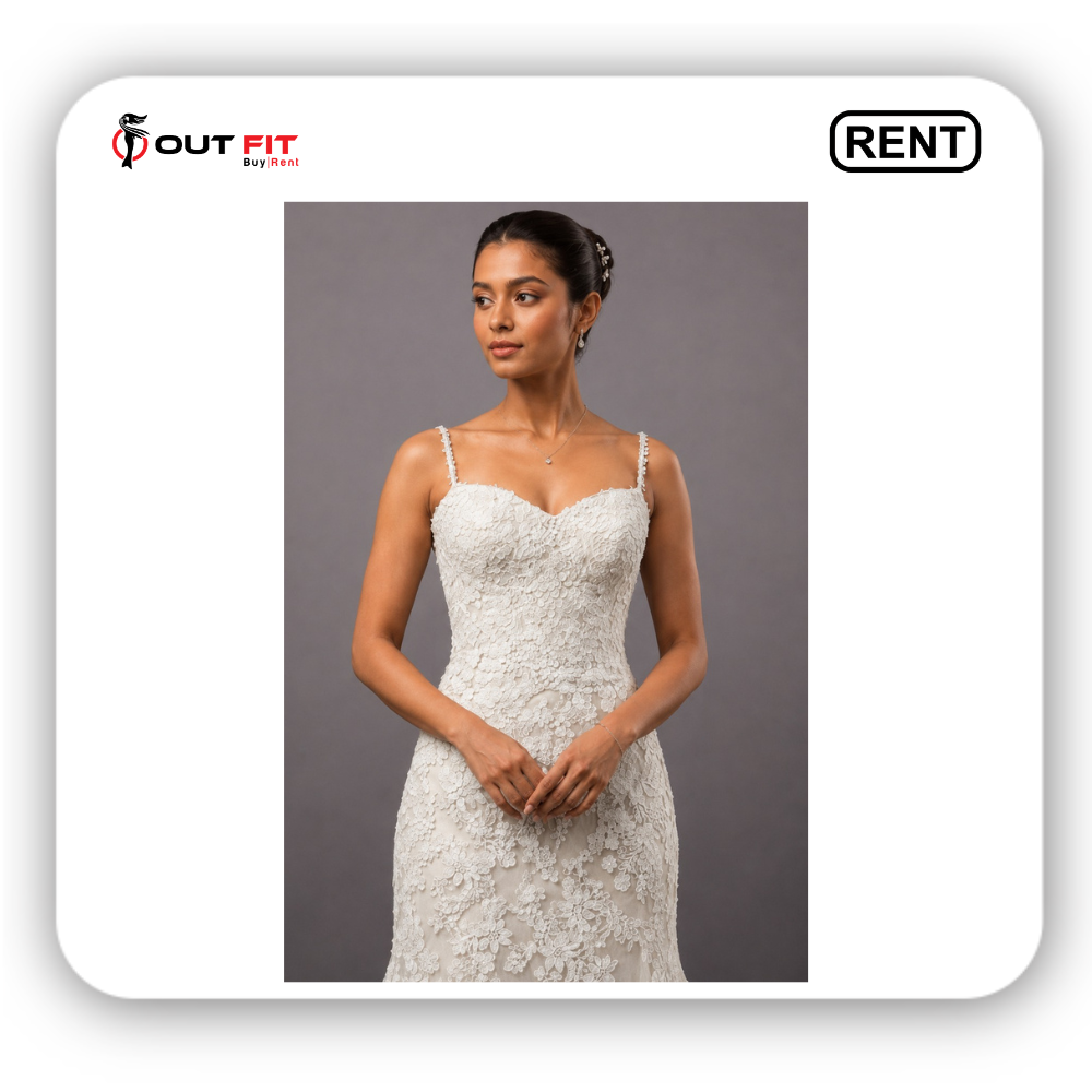 Rent Elegant Floral Lace Mermaid Wedding Gown in Bangalore
