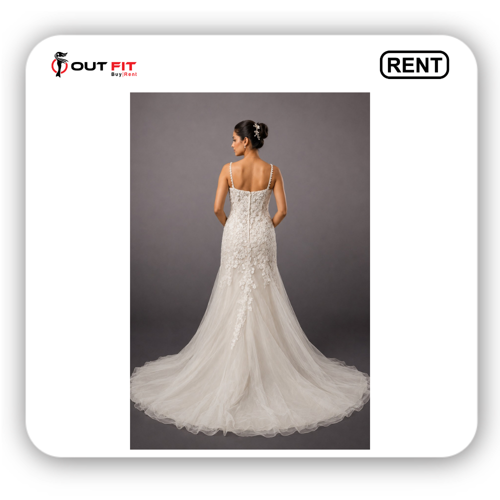 Rent Elegant Floral Lace Mermaid Wedding Gown in Bangalore