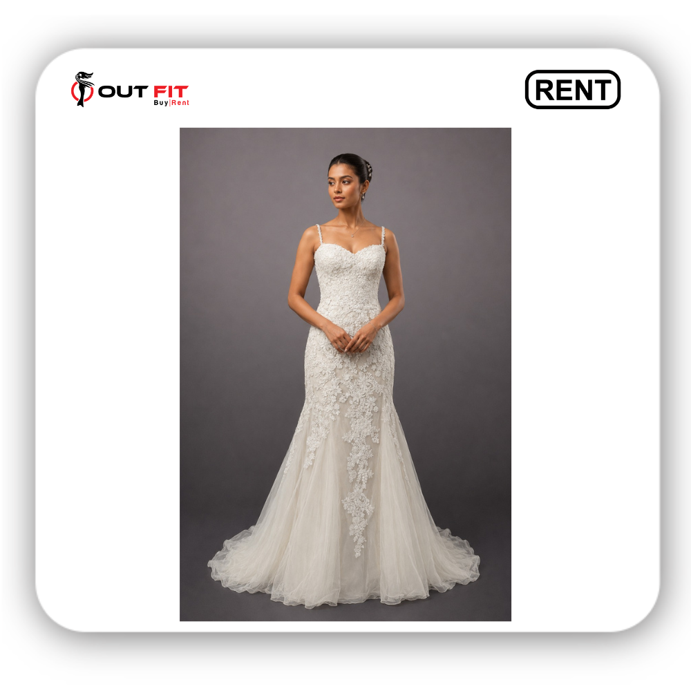 Rent Elegant Floral Lace Mermaid Wedding Gown in Bangalore