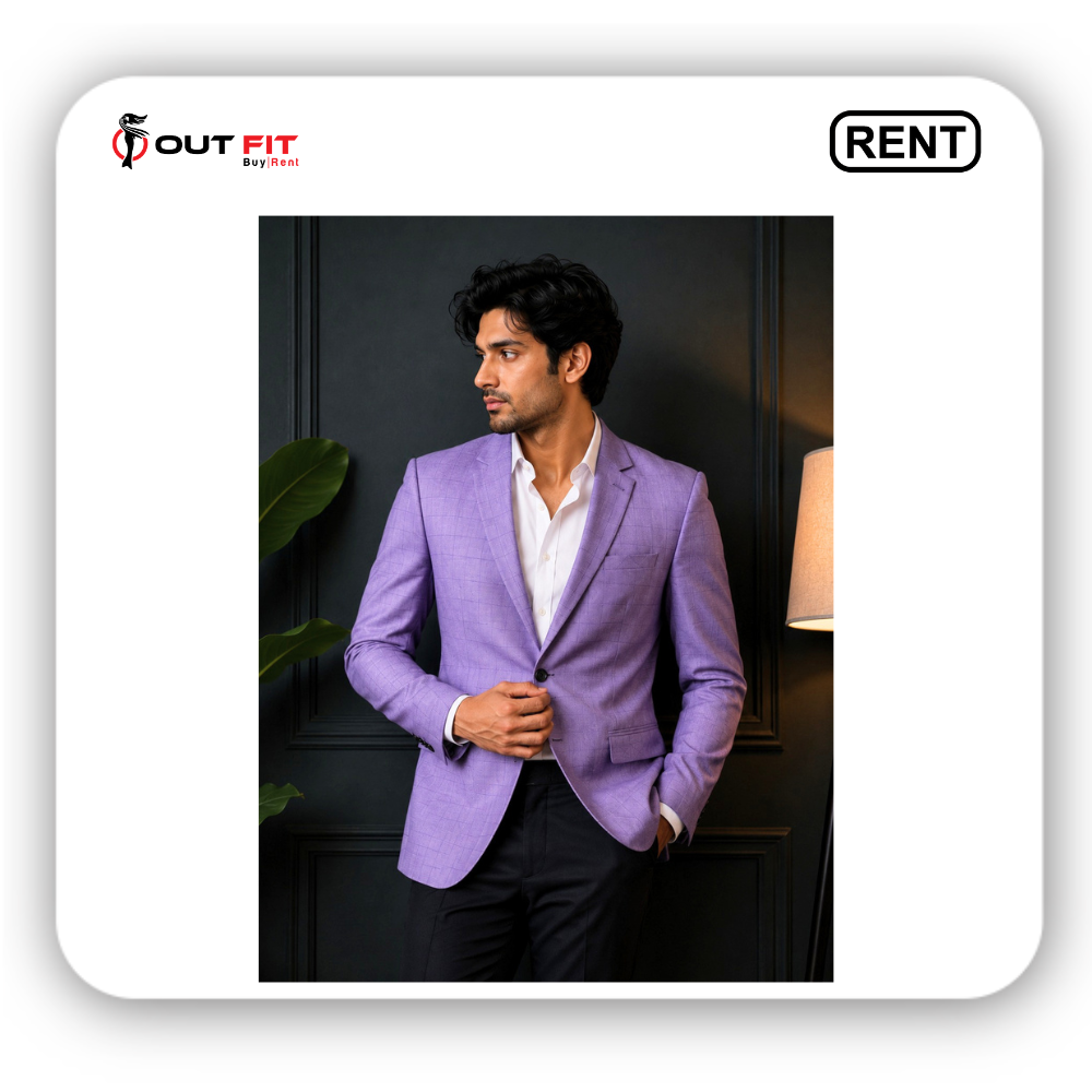lavender blazer for men for rent in bangalore front view