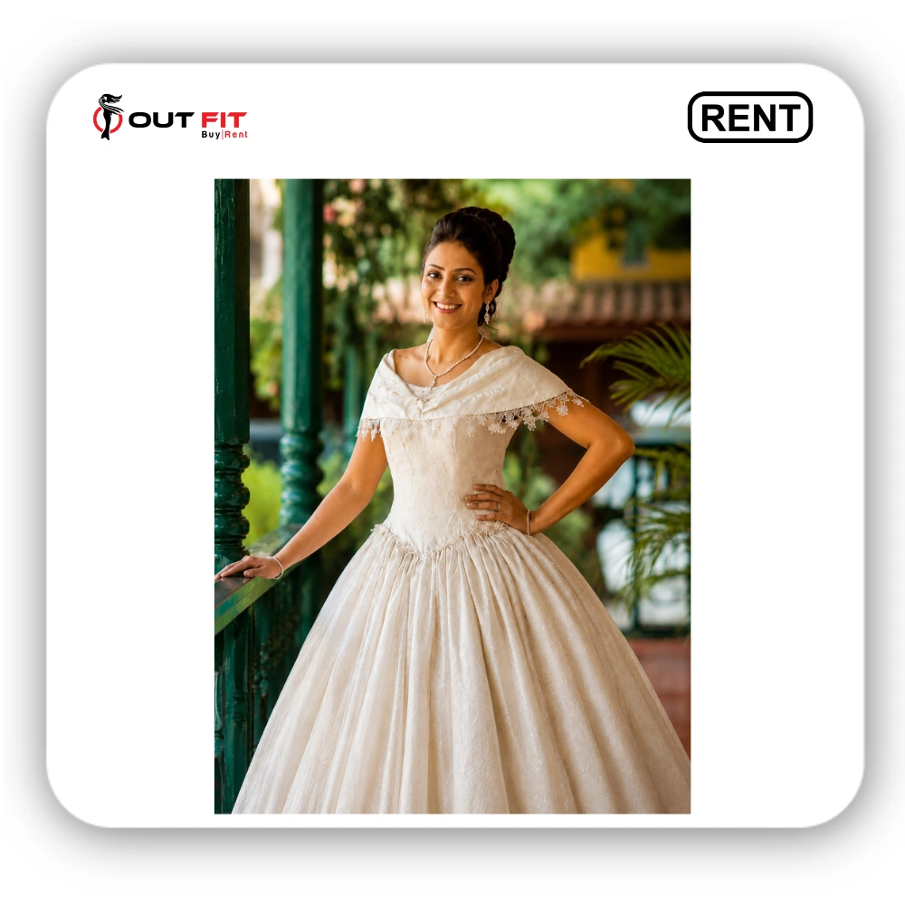 off white wedding gown for rental in bangalore