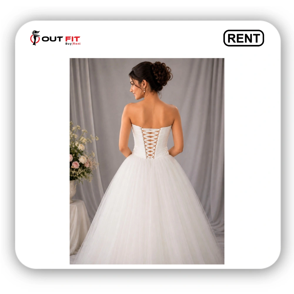 white ball gown for wedding on rental in bangalore