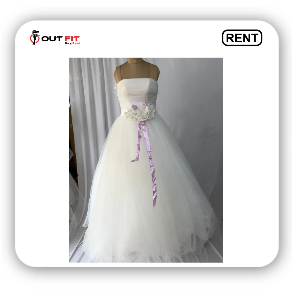 white ball gown for wedding on rental in bangalore