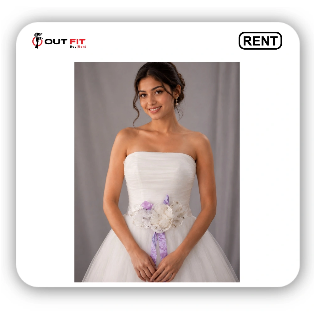 white ball gown for wedding on rental in bangalore